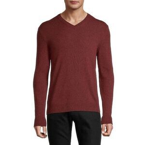 Black Brown 1826 Wool-Blend V-Neck Sweater in Spice Berry Size XL